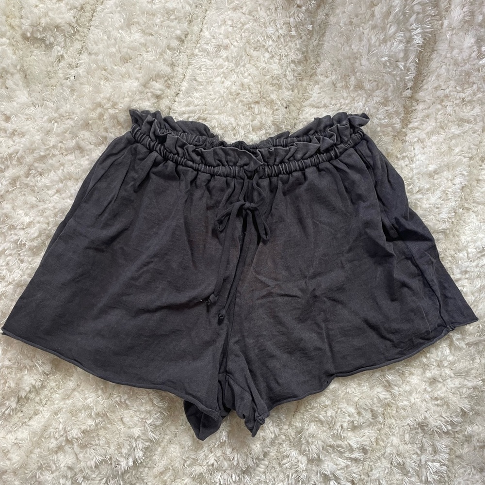 Aerie Charcoal High Waist Ruffle Shorts